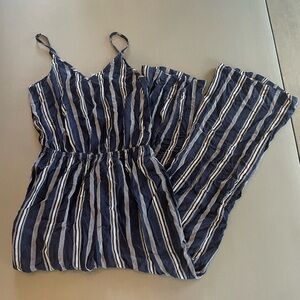 Navy and White Striped Jumpsuit